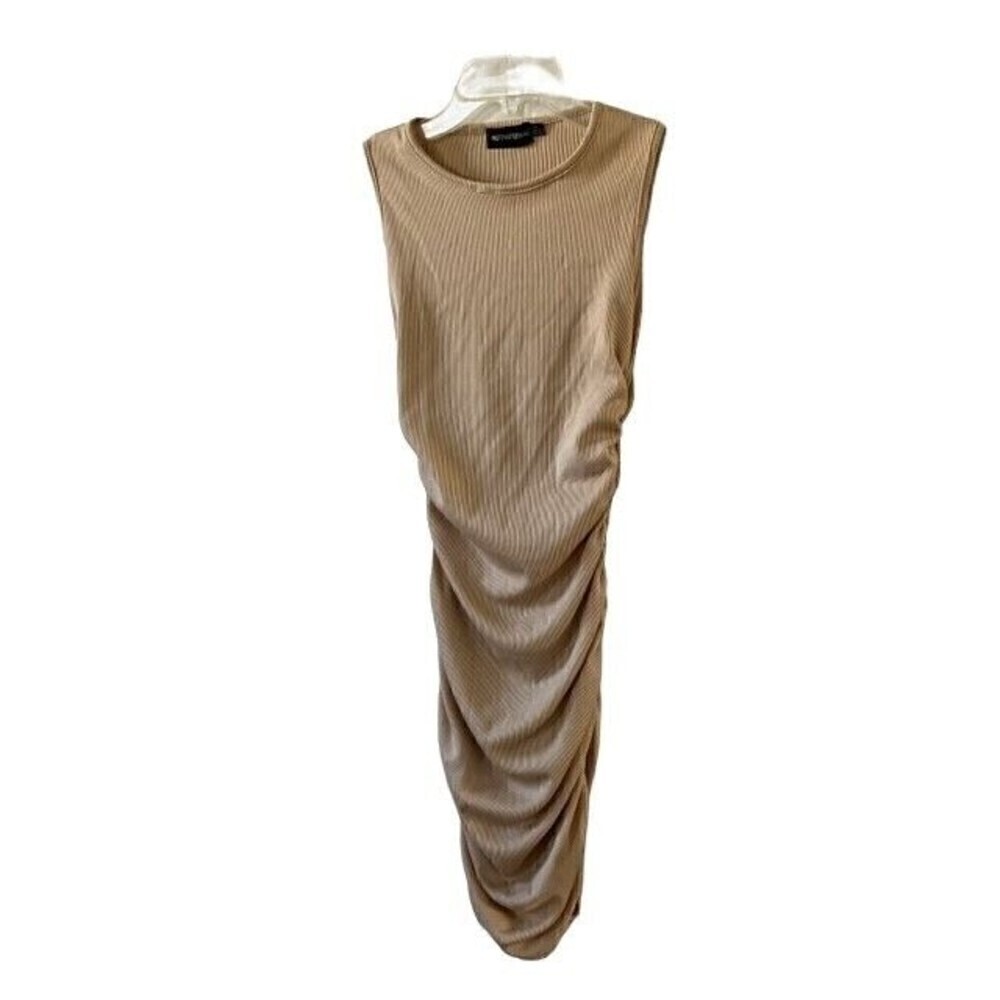 Pretty Little Thing Ribbed Ruched Side Bodycon Dress Size 4 - Picture 2 of 6